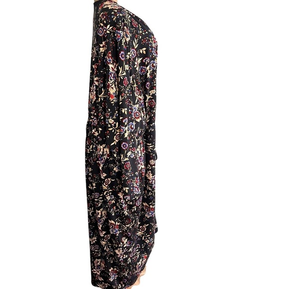 Lane Bryant Floral Blue Long Sleeve Ruched Dress - Picture 4 of 8